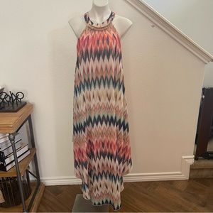Baileygirl  coral, navy, mint maxi dress size XL